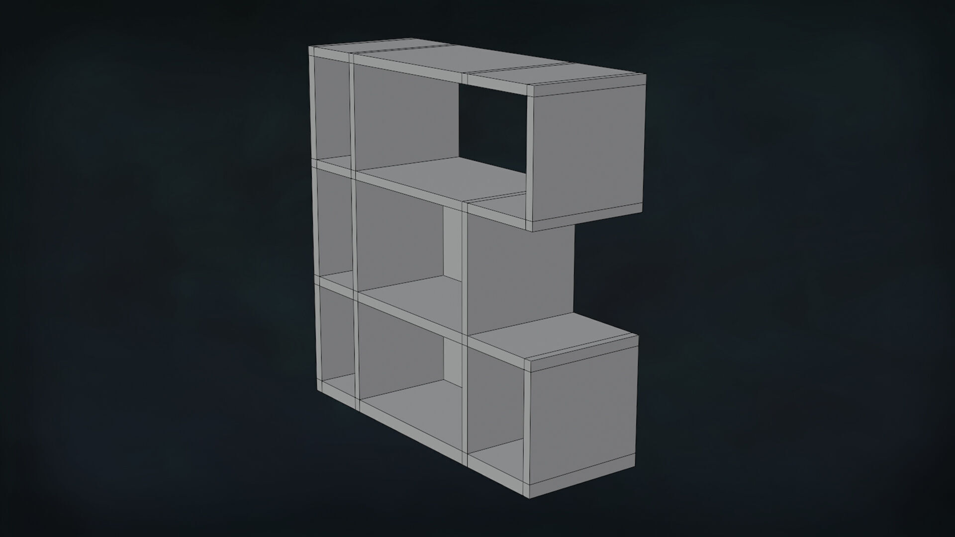 Deco BookShelfs Wood Style Scape Lignum Lot 2 Group N4- Low 3D model_22