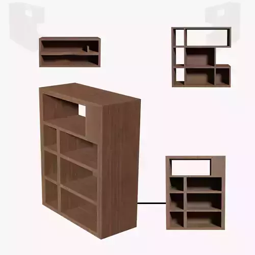 Deco BookShelfs Wood Style Scape Lignum Lot 2 Group N4- Low