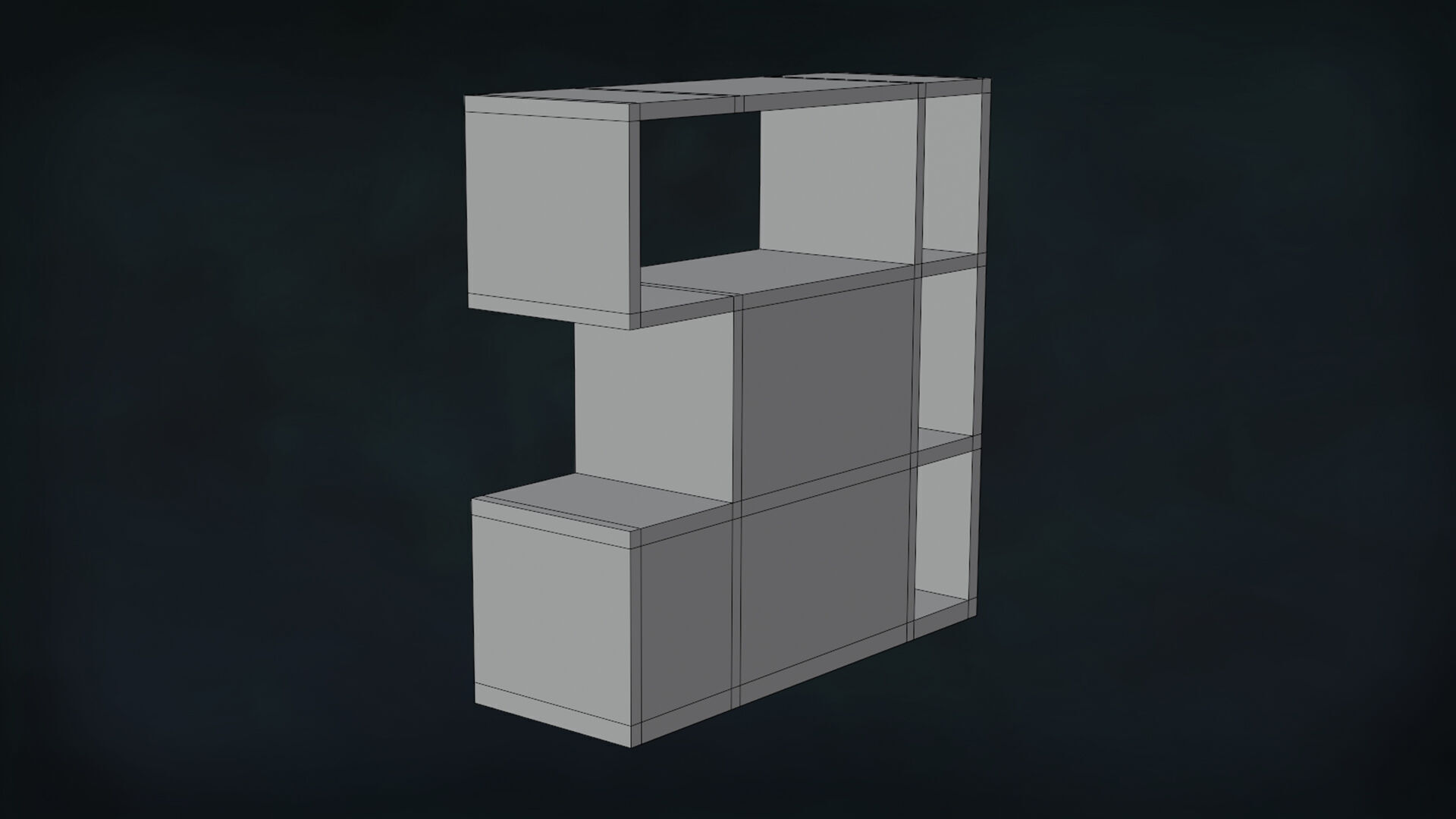 Deco BookShelfs Wood Style Scape Lignum Lot 2 Group N4- Low 3D model_16