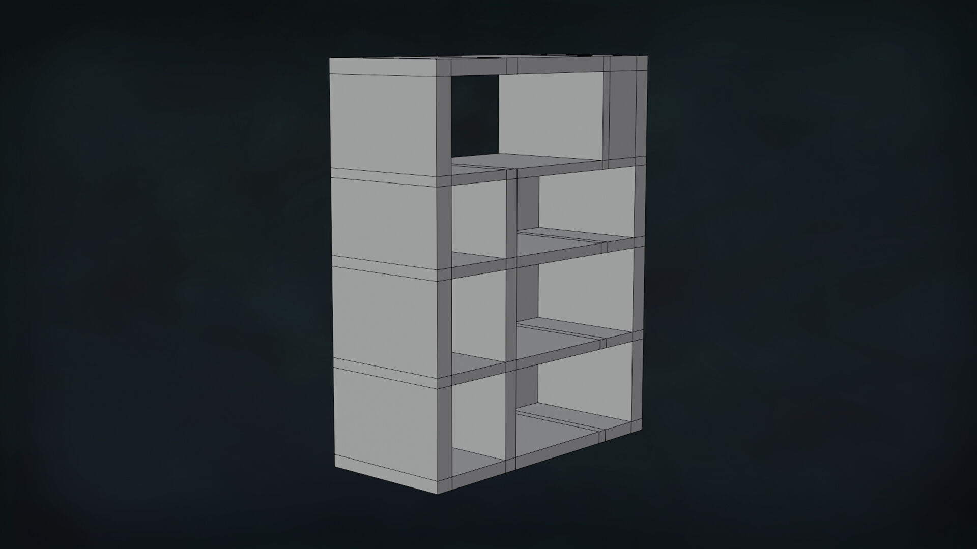 Deco BookShelfs Wood Style Scape Lignum Lot 2 Group N4- Low 3D model_23