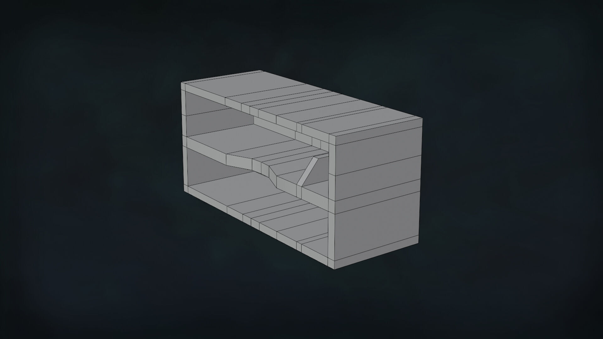 Deco BookShelfs Wood Style Scape Lignum Lot 2 Group N4- Low 3D model_21