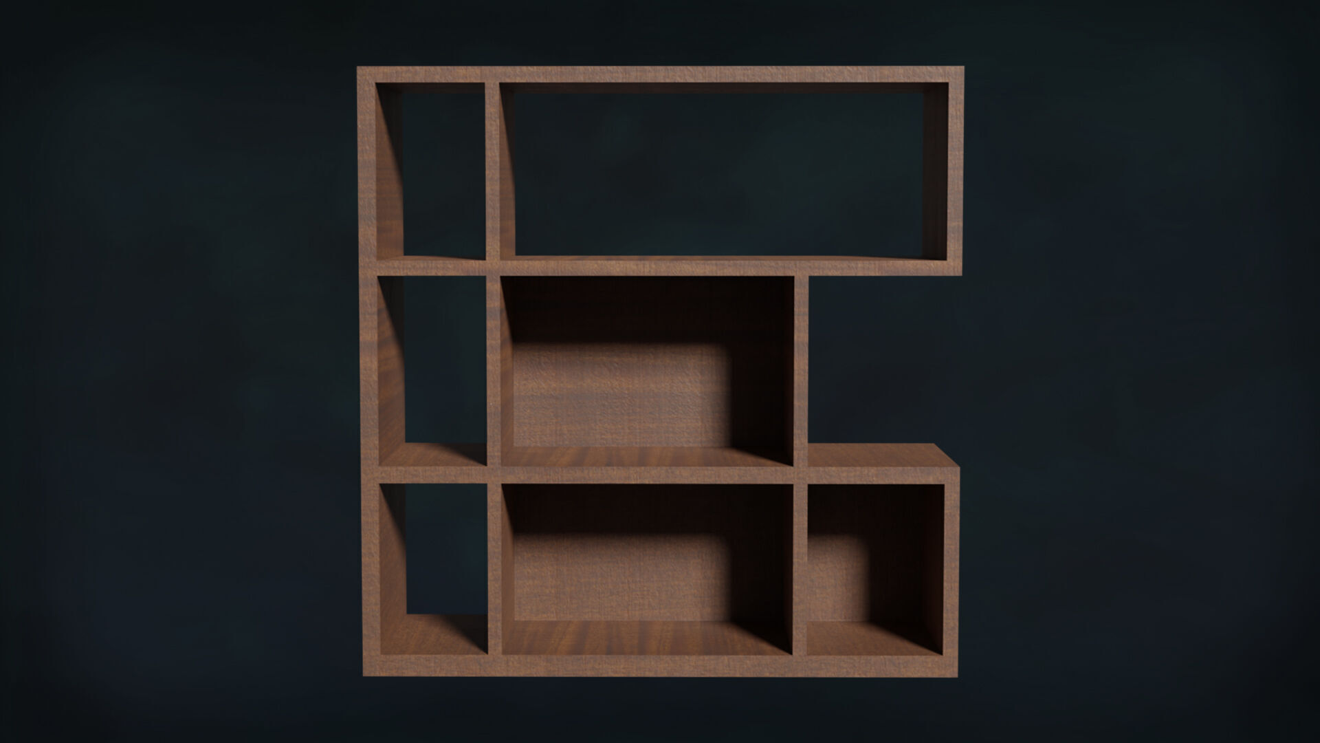 Deco BookShelfs Wood Style Scape Lignum Lot 2 Group N4- Low 3D model_4