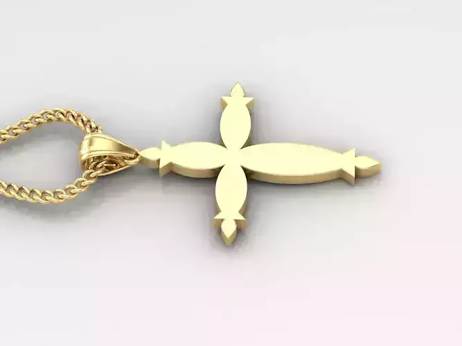 18K Gold Cross Pendant 3DM STL 1CP062