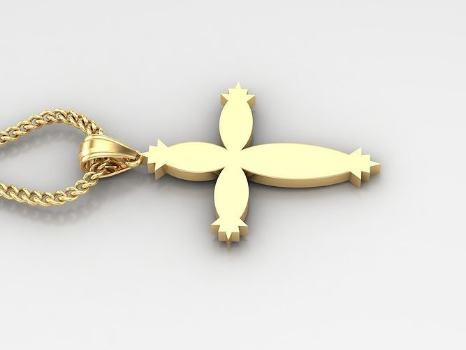 18K Gold Cross Pendant 3DM STL 1CP061 3D print model