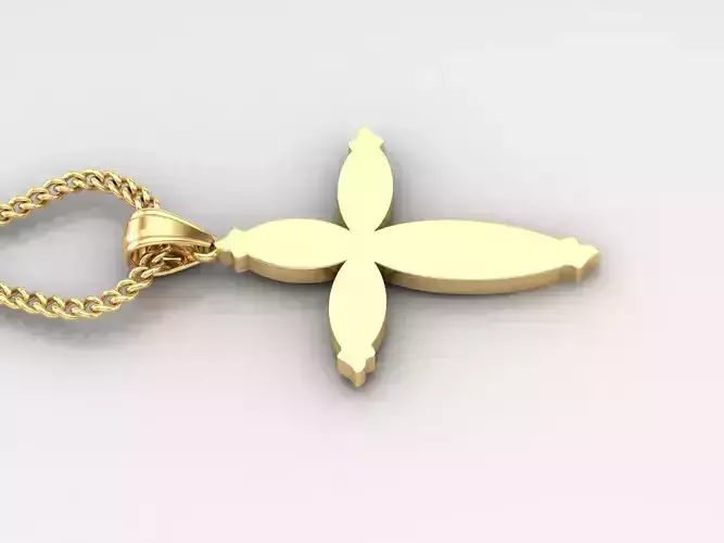 18K Gold Cross Pendant 3DM STL 1CP060