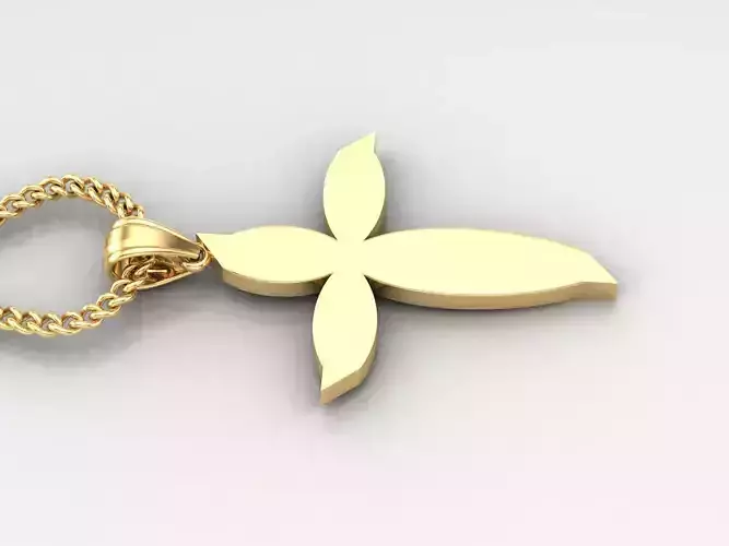 18K Gold Cross Pendant 3DM STL 1CP058