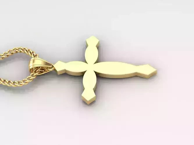 18K Gold Cross Pendant 3DM STL 1CP056