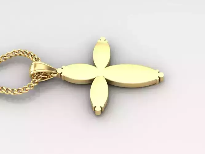 18K Gold Cross Pendant 3DM STL 1CP055
