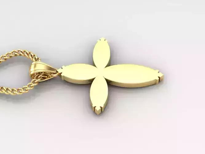 18K Gold Cross Pendant 3DM STL 1CP054