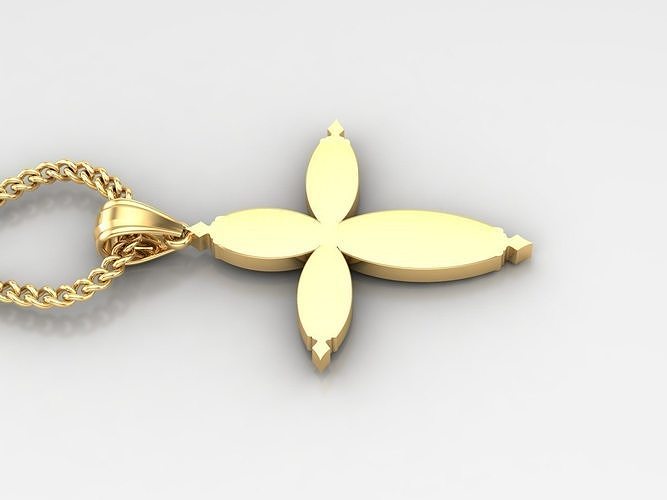 18K Gold Cross Pendant 3DM STL 1CP053 3D print model