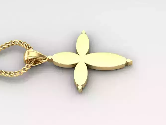 18K Gold Cross Pendant 3DM STL 1CP053