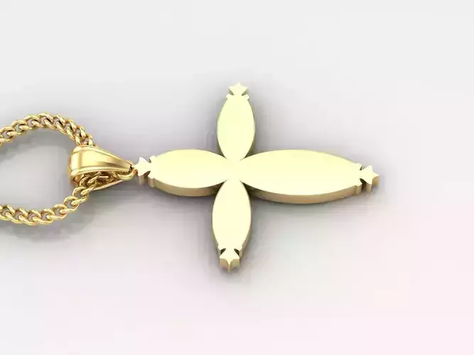 18K Gold Cross Pendant 3DM STL 1CP051