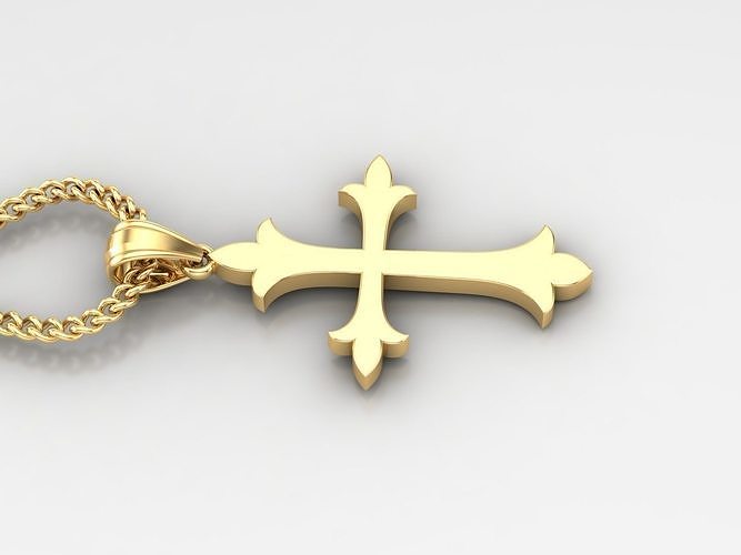 18K Gold Cross Pendant 3DM STL 1CP049 3D print model