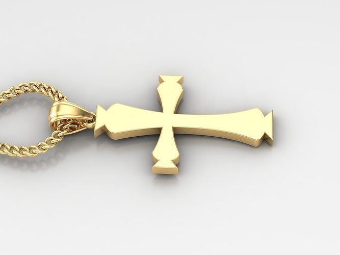18K Gold Cross Pendant 3DM STL 1CP048 3D print model