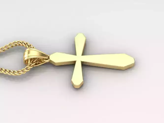 18K Gold Cross Pendant 3DM STL 1CP046