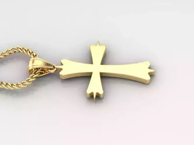 18K Gold Cross Pendant 3DM STL 1CP045