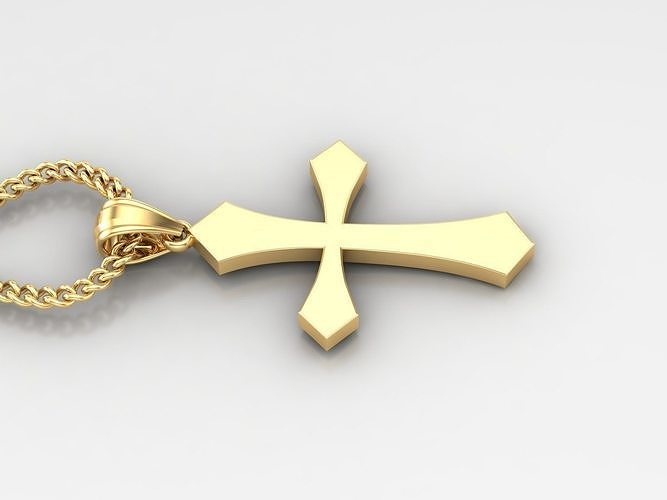 18K Gold Cross Pendant 3DM STL 1CP044 3D print model