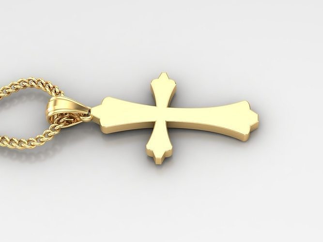 18K Gold Cross Pendant 3DM STL 1CP043 3D print model