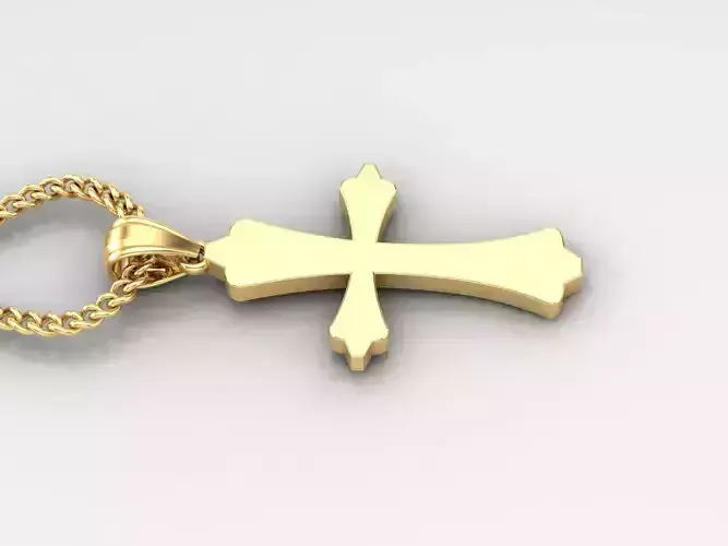 18K Gold Cross Pendant 3DM STL 1CP043