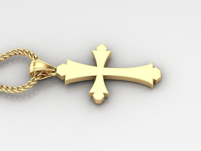18K Gold Cross Pendant 3DM STL 1CP042 3D print model