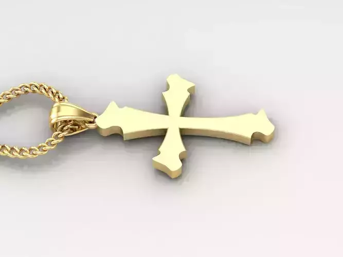 18K Gold Cross Pendant 3DM STL 1CP040
