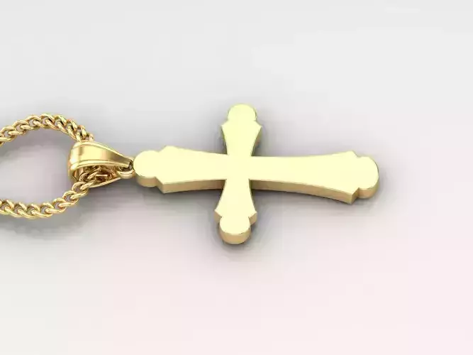18K Gold Cross Pendant 3DM STL 1CP038