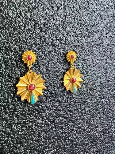 mercan turkuaz Original Design Gold Look Earrings STL Earring