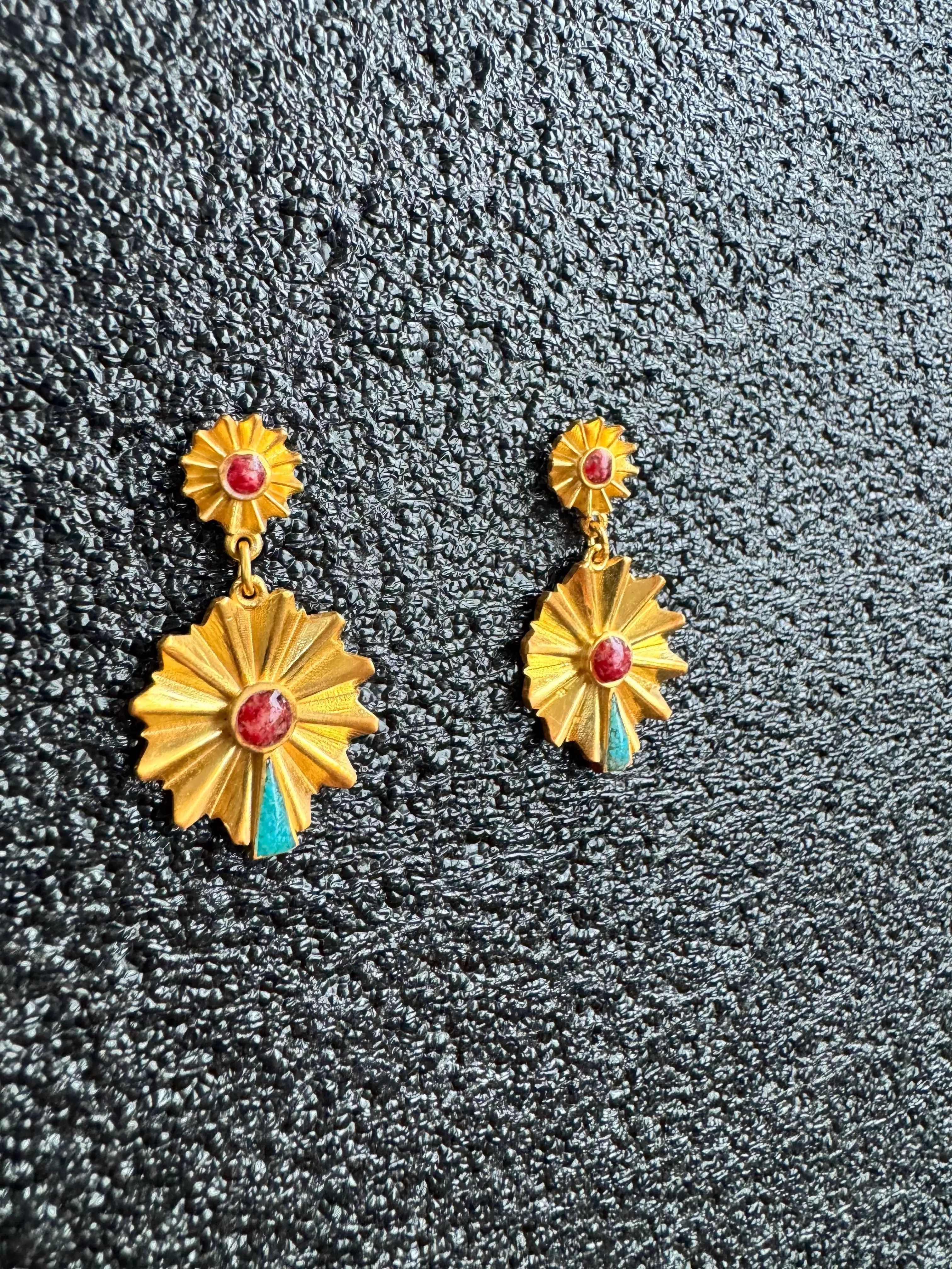 mercan turkuaz Original Design Gold Look Earrings STL Earring 3D print model