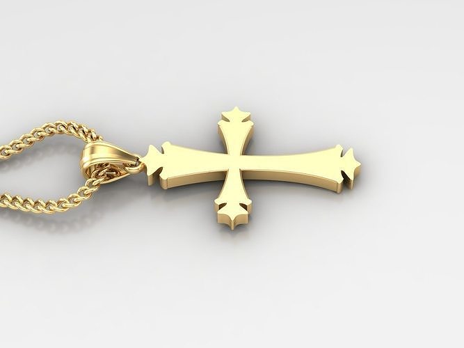 18K Gold Cross Pendant 3DM STL 1CP007 3D print model