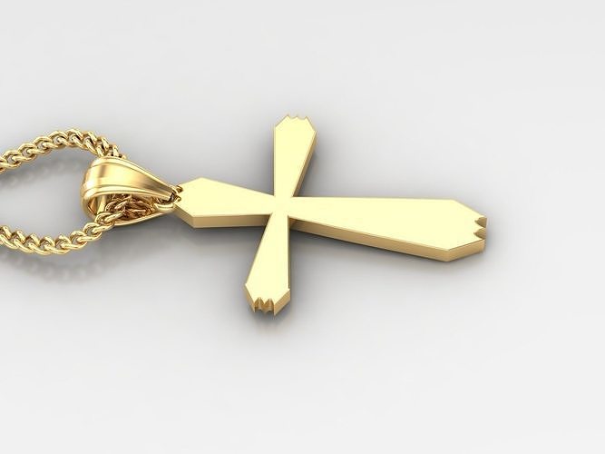 18K Gold Cross Pendant 3DM STL 1CP006 3D print model