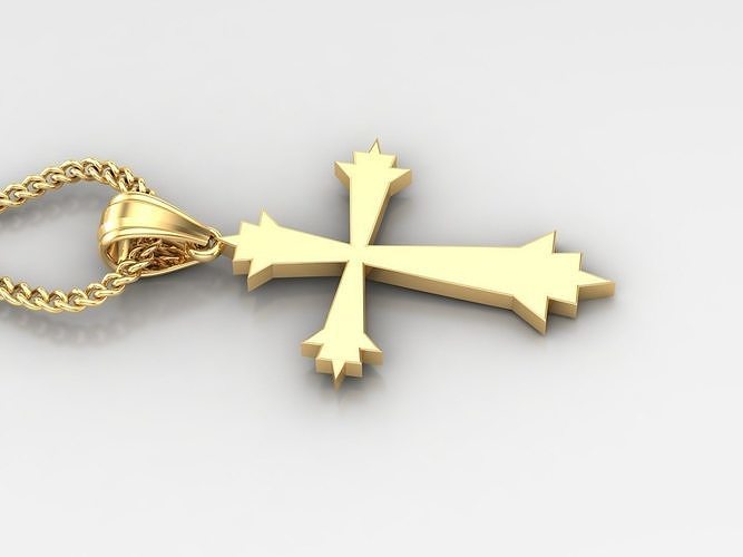 18K Gold Cross Pendant 3DM STL 1CP004 3D print model