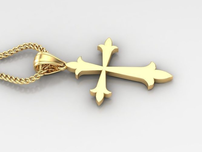 18K Gold Cross Pendant 3DM STL 1CP002 3D print model