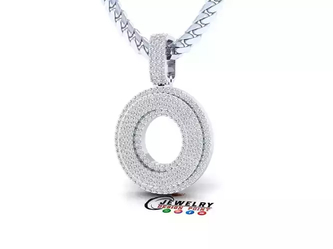 Custom Initial O Letter Diamond Pendant A to Z Alphabet Necklace 3D print model