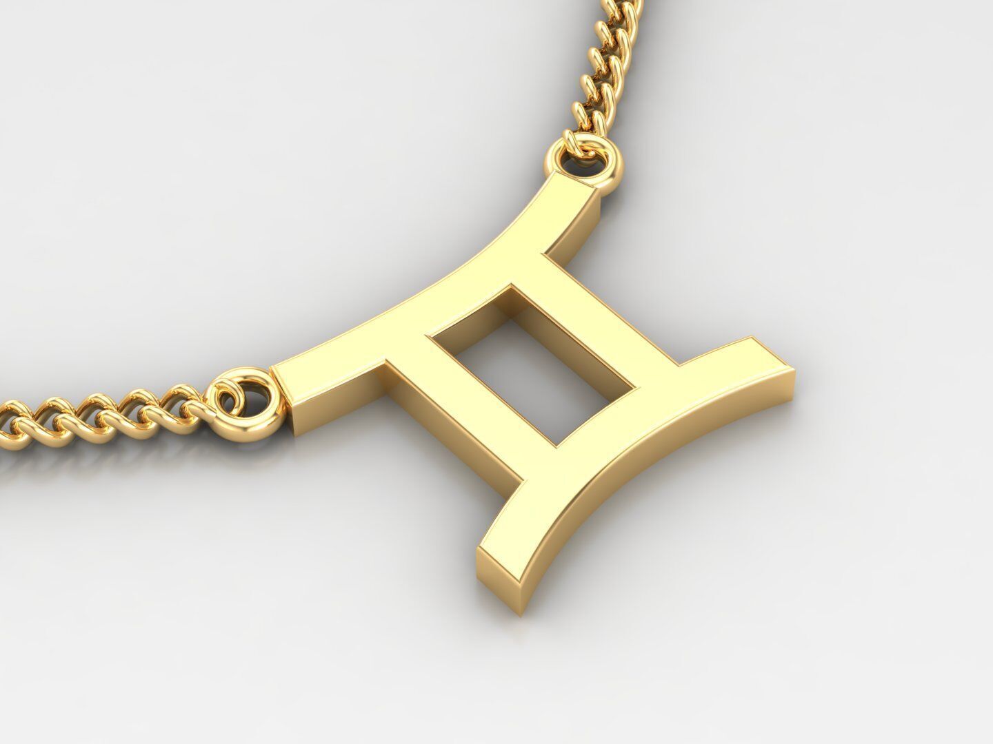 18K Gold Gemini Pendant V1 3D print model_2