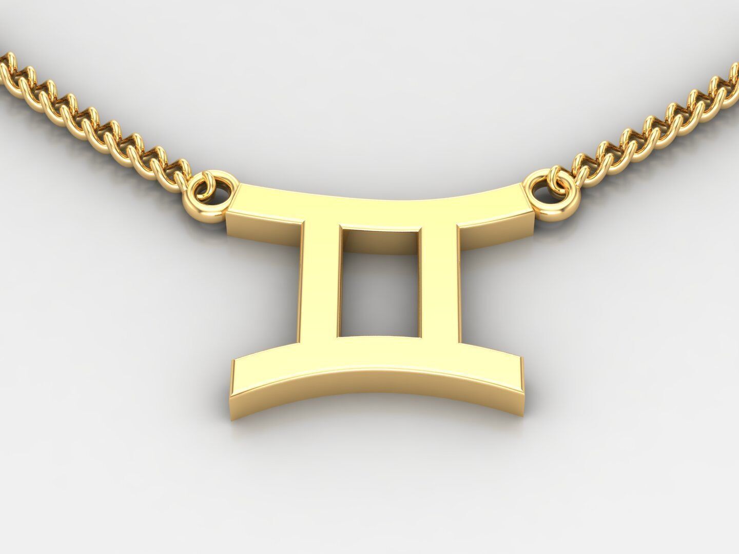 18K Gold Gemini Pendant V1 3D print model_3