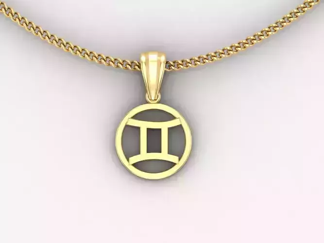18K Gold Gemini Pendant V2