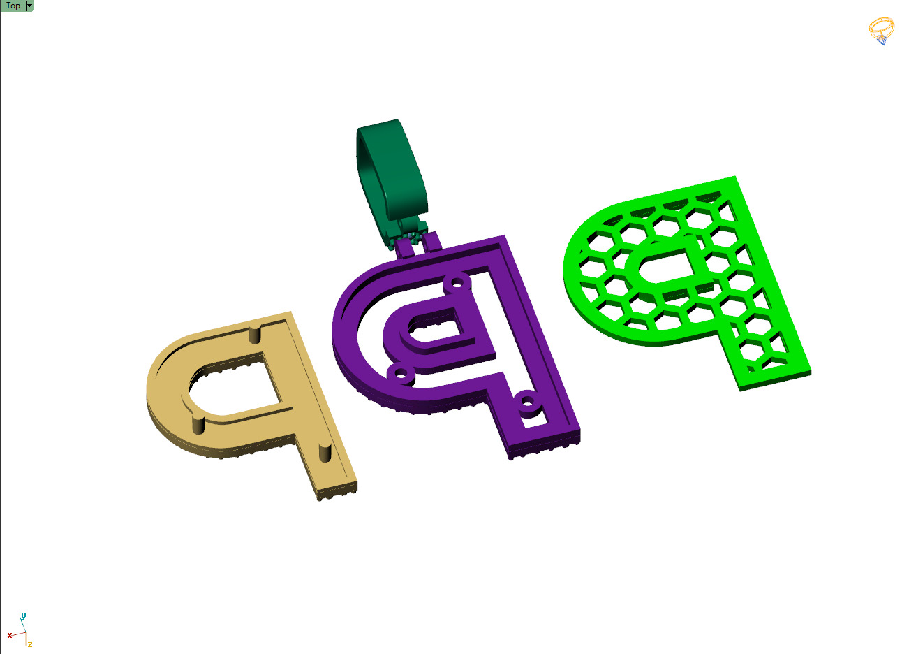 Custom Initial P Letter Diamond Pendant A to Z Alphabet Necklace 3D print model_13