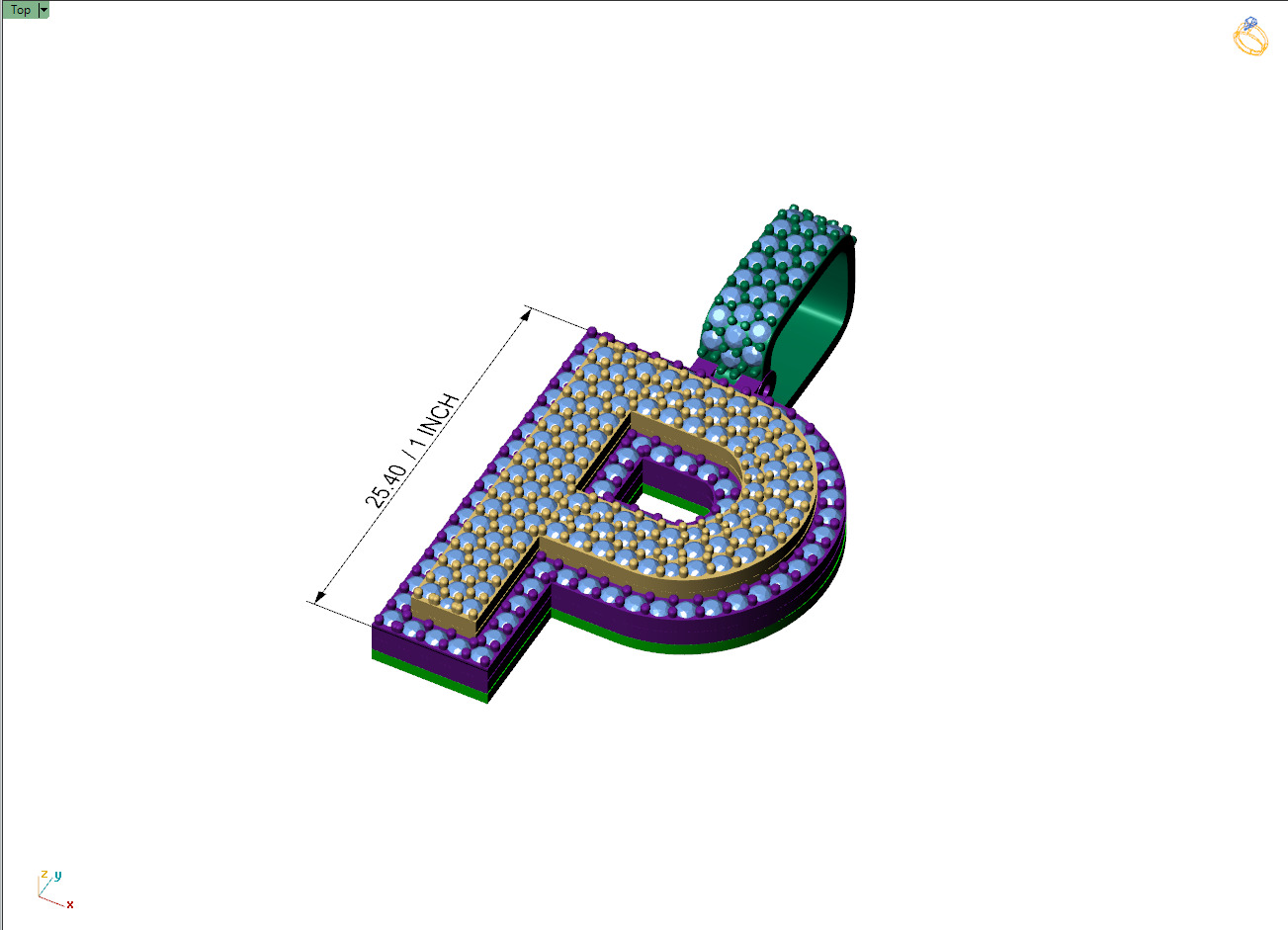 Custom Initial P Letter Diamond Pendant A to Z Alphabet Necklace 3D print model_4