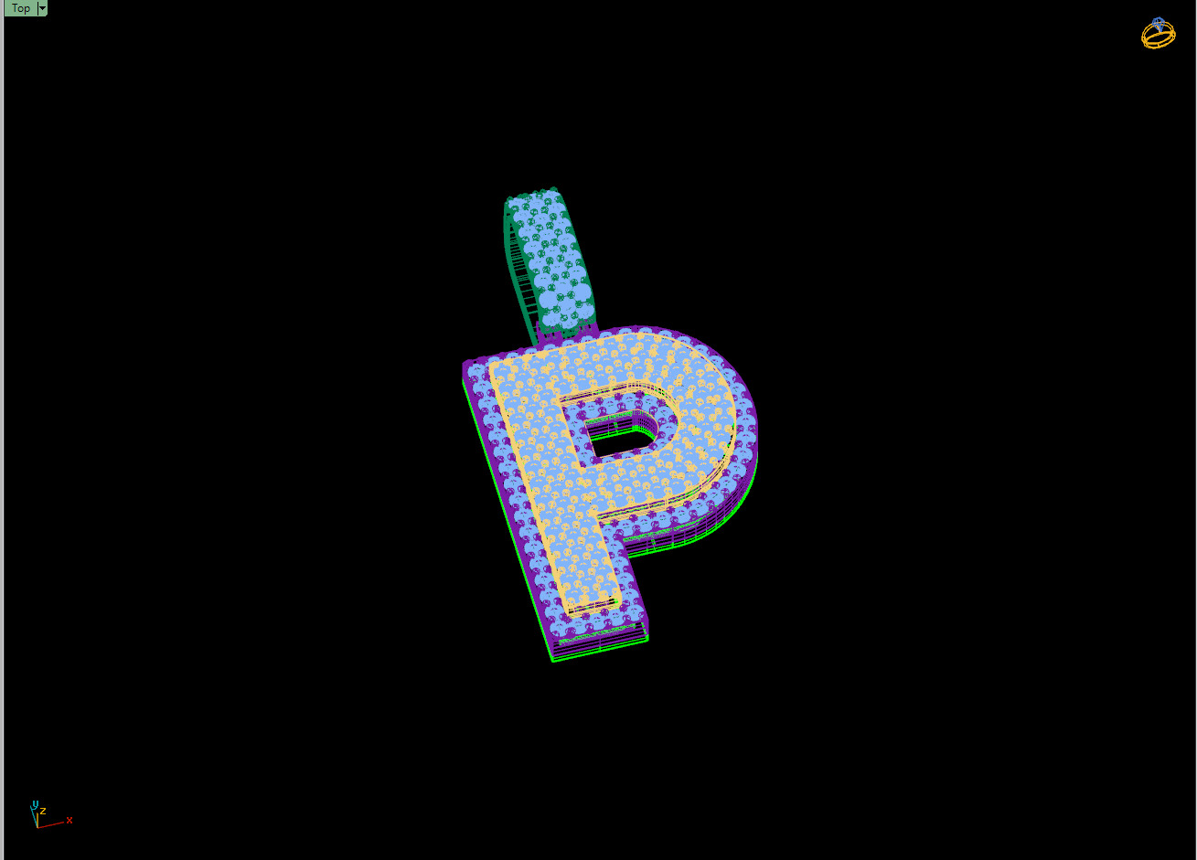 Custom Initial P Letter Diamond Pendant A to Z Alphabet Necklace 3D print model_14