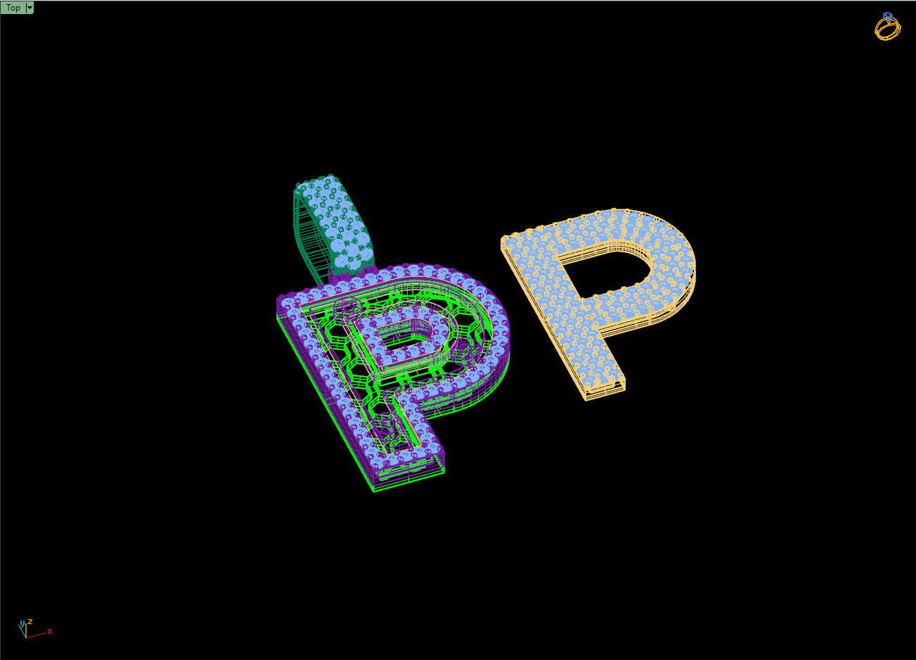 Custom Initial P Letter Diamond Pendant A to Z Alphabet Necklace 3D print model_15