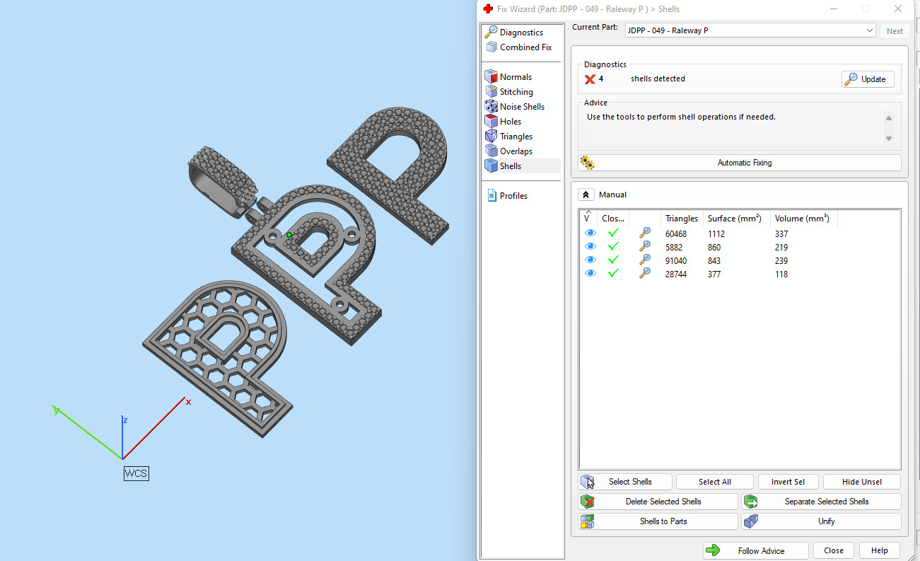 Custom Initial P Letter Diamond Pendant A to Z Alphabet Necklace 3D print model_17