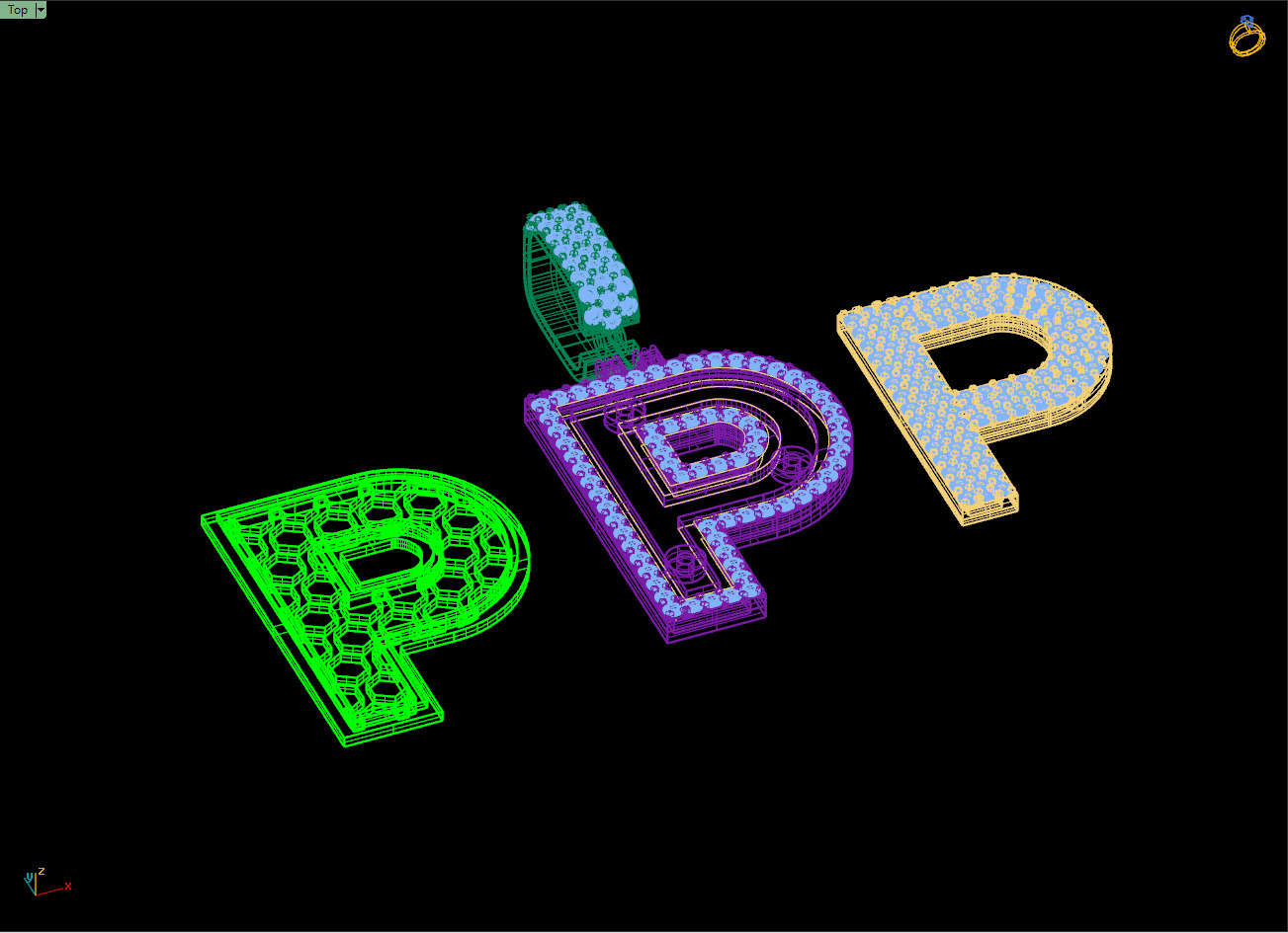 Custom Initial P Letter Diamond Pendant A to Z Alphabet Necklace 3D print model_16
