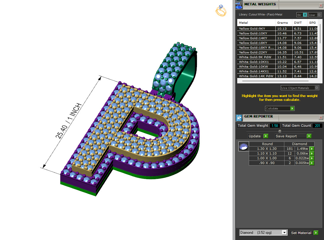 Custom Initial P Letter Diamond Pendant A to Z Alphabet Necklace 3D print model_6