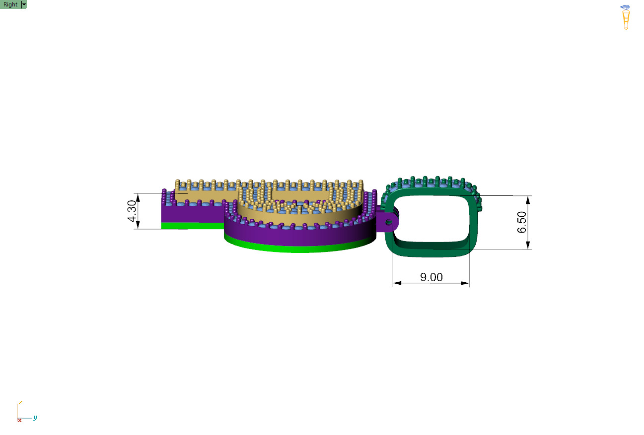 Custom Initial P Letter Diamond Pendant A to Z Alphabet Necklace 3D print model_8