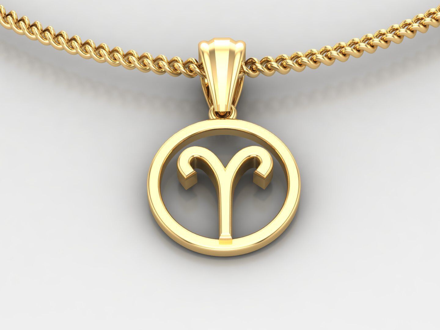 18K Gold Aries Pendant V2 3D print model_2