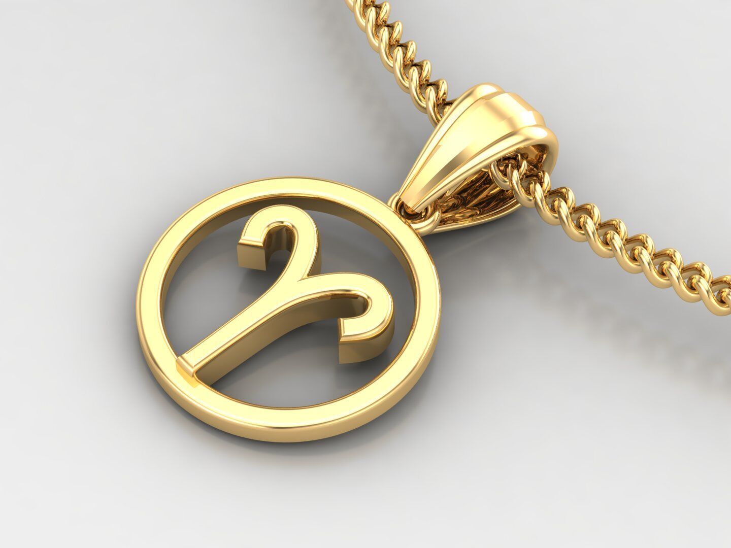 18K Gold Aries Pendant V2 3D print model_3