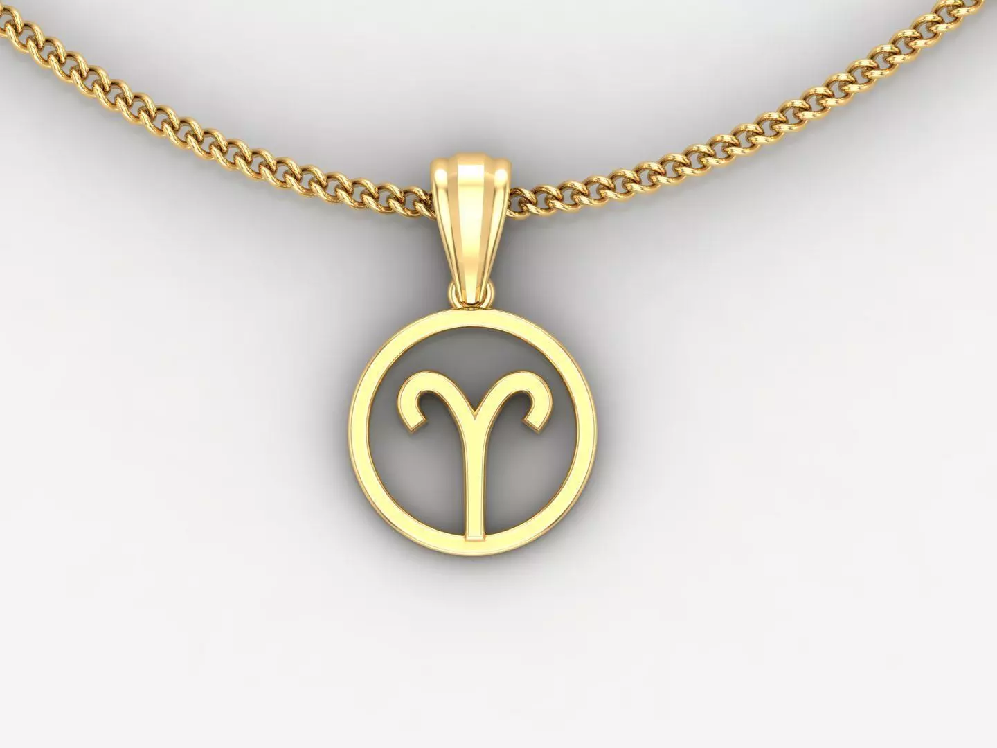 18K Gold Aries Pendant V2 3D print model_0