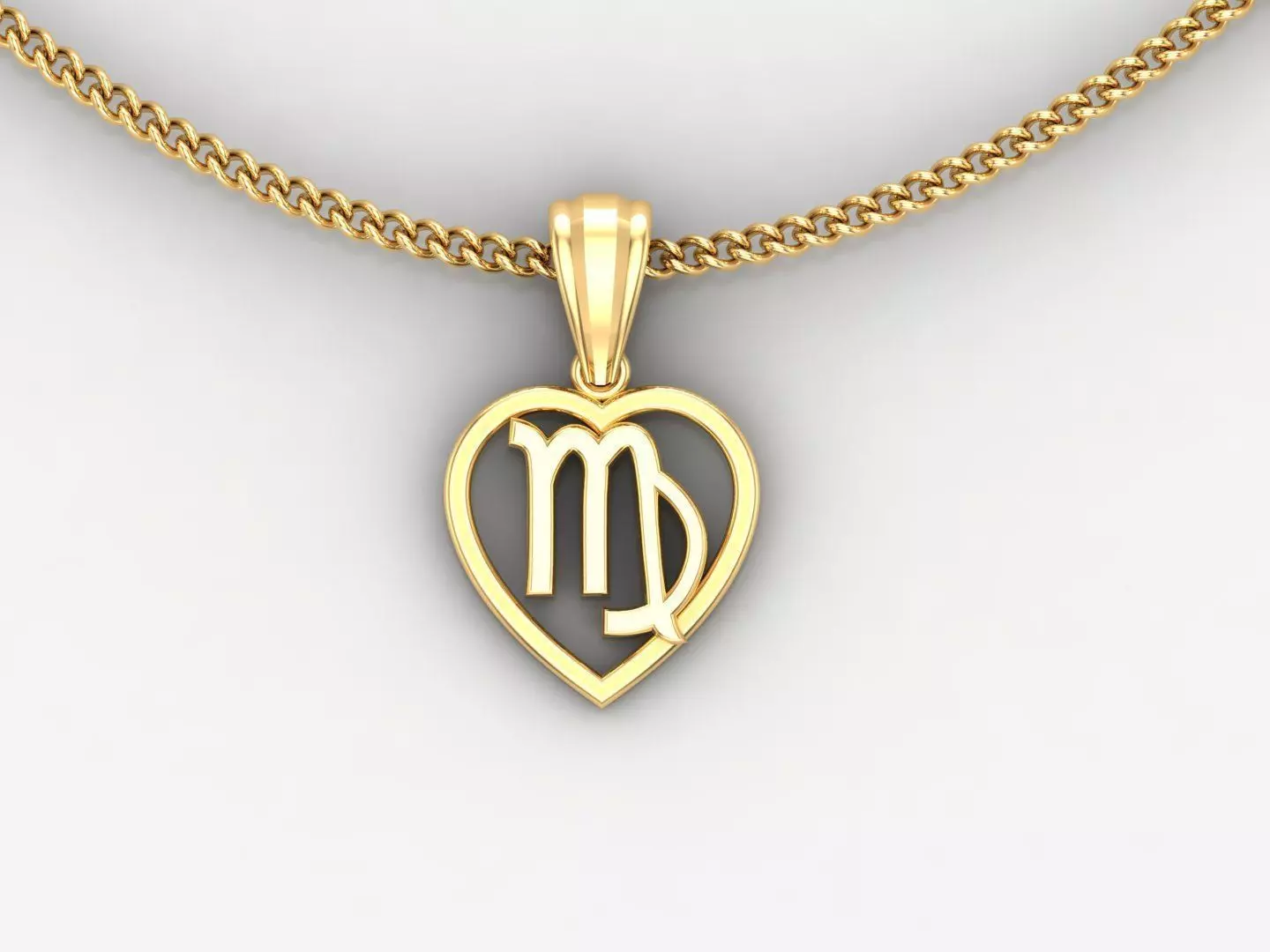 18K Gold Virgo Pendant V3 3D print model_0