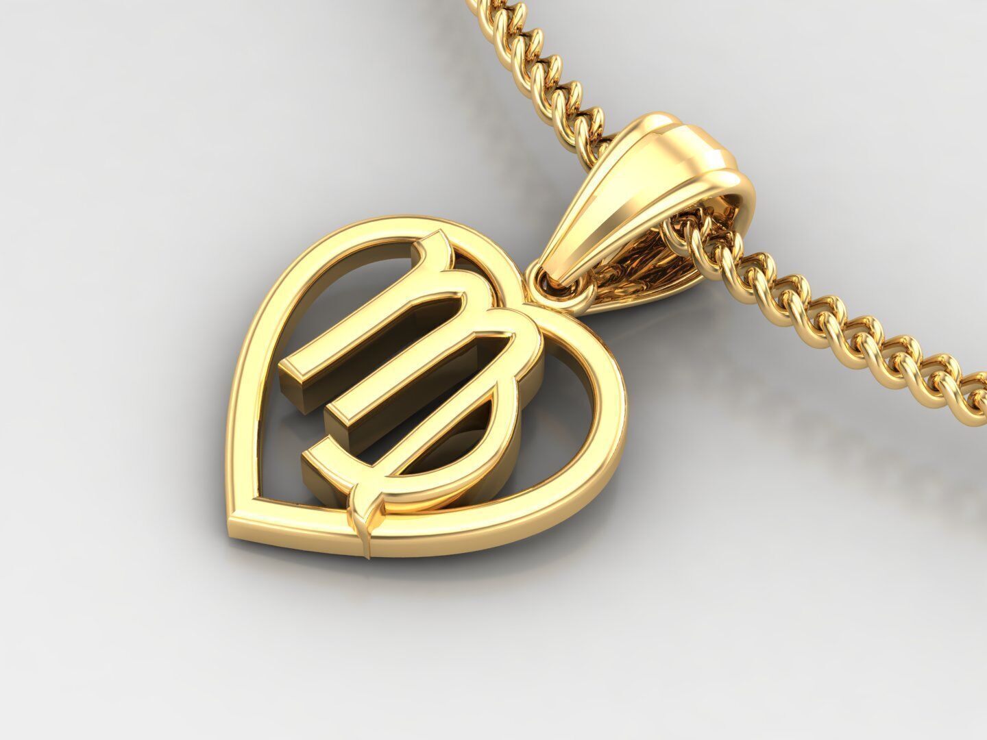 18K Gold Virgo Pendant V3 3D print model_2