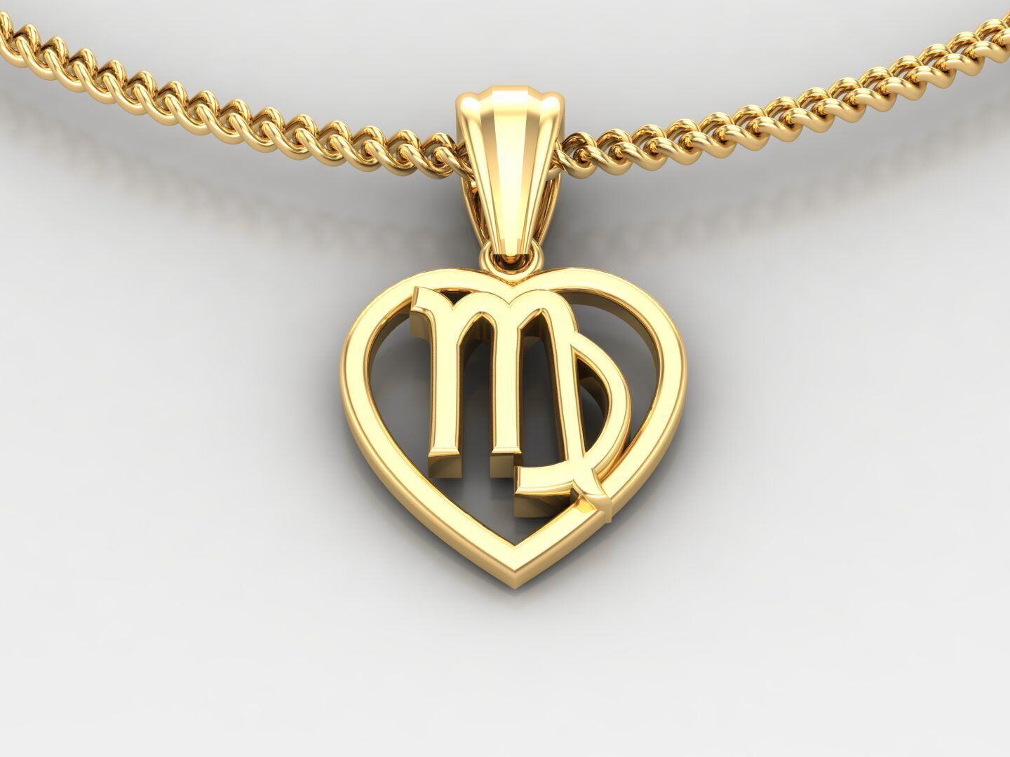 18K Gold Virgo Pendant V3 3D print model_3